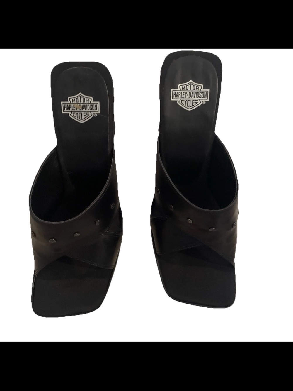 Ladies Harley Davidson Sandals size 10 M Black With Studs 4 heal closed toe